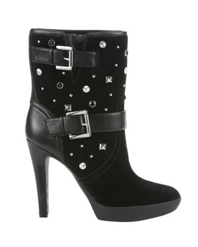 Botas cortas de gamuza con tachuelas y strass de Guess